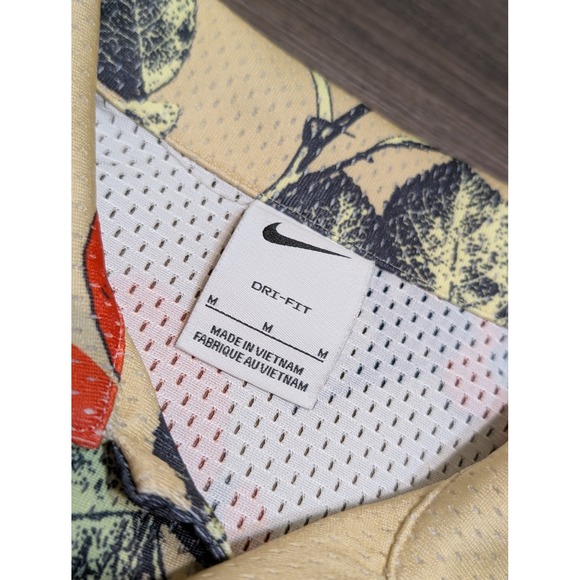 Nike Sportswear City Of Roses Mesh Shirt Men's Medium Beige Red Floral Button Up - Picture 3 of 4